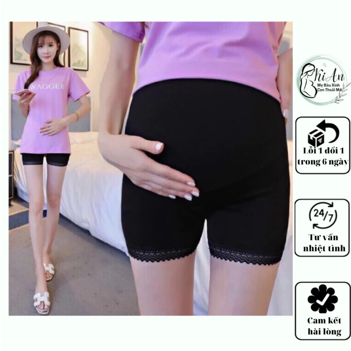 Quần mặc trong váy Ki An cho bà bầu, quần bầu mặc váy💗vải cotton cao cấp💞quần bầu Free size 43~<70kg