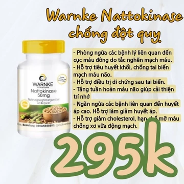 [GIÁ CỰC TỐT][ĐỘT QUỴ] Nattokinase Warnke 50mg – Phòng Chống Đột Quỵ, Tai Biến Mạch Máu Não