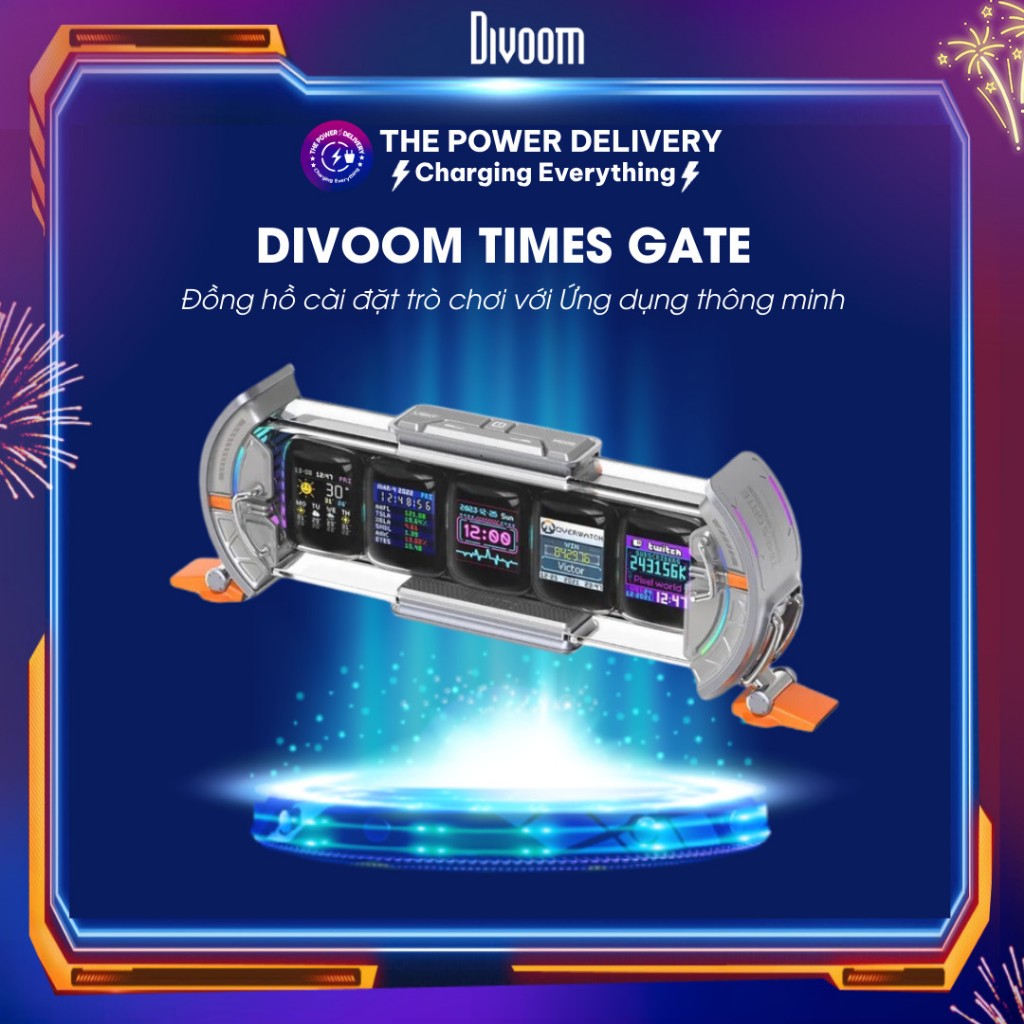 Đồng hồ kỹ thuật số Divoom Times Gate Cyberpunk - Màn hình hiển thị Pixels  thông minh