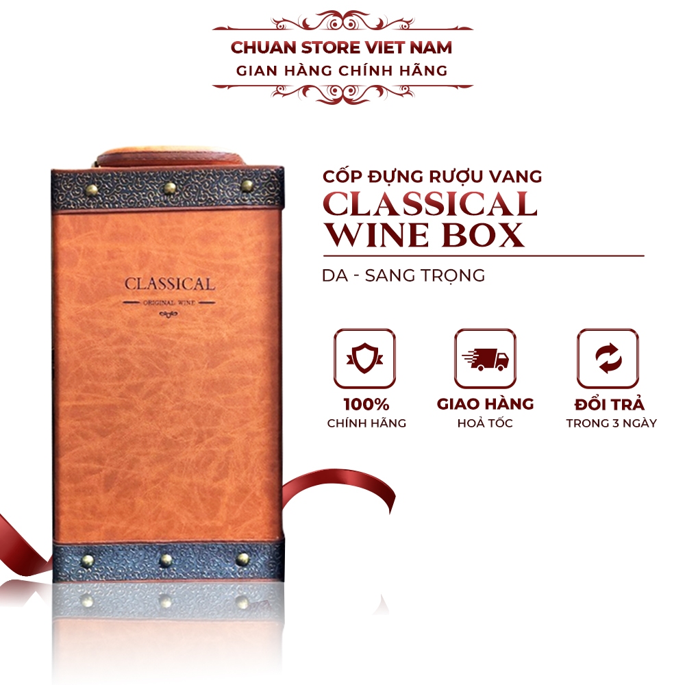 Cốp da đựng rượu vang Classical Wine Box kiểu dáng vali quà tặng biếu ...