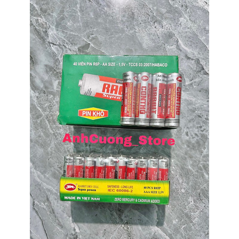 Pin con thỏ 1.5v hộp 40 viên cỡ nhỏ AAA và cỡ lớn AA. | Shopee Việt Nam
