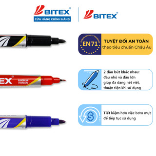 Bút lông dầu Bitex PM02 mực xanh, đen, đỏ (1 cây)