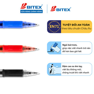 Combo 6/12 Bút Gel Bitex G24 Mực Xanh 0.7mm | Viết Êm Trơn, Nhanh Khô, Không Lem | Bút Văn Phòng – Học Sinh