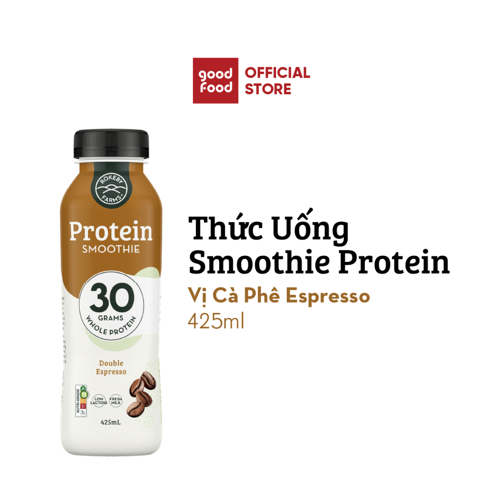 Sữa tươi thanh trùng bổ sung Protein, Smoothie Rokeby Farms vị Cà Phê Espresso 425 ml 1 chai