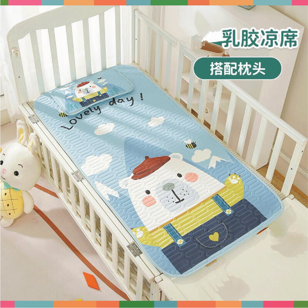 Chiếu Điều Hòa Cao Su Non + Gối Đi Kèm In Hình 5D Cho Bé (120 cm x 60 cm) Đậu Đậu Store