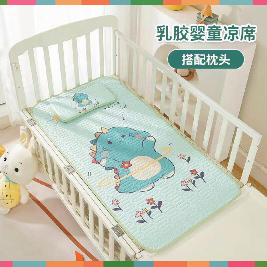 Chiếu Điều Hòa Cao Su Non + Gối Đi Kèm In Hình 5D Cho Bé (120 cm x 60 cm) Đậu Đậu Store