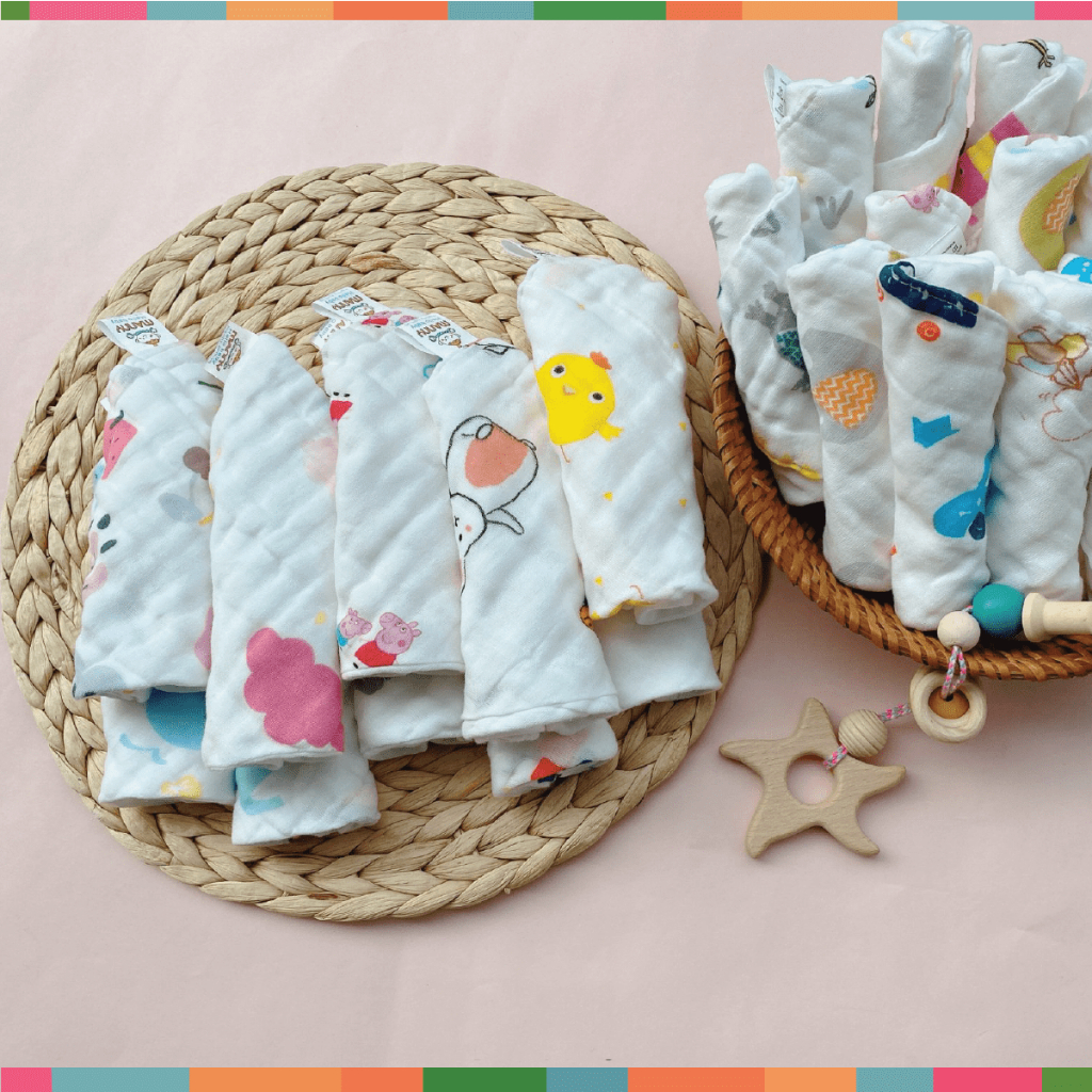 Set 5 Yếm Many Cúc Bấm Sợi Tre Organic Mềm Mịn Cho Bé - Hình Ngộ Nghĩnh Cho Bé Trai Bé Gái Đậu Đậu Store