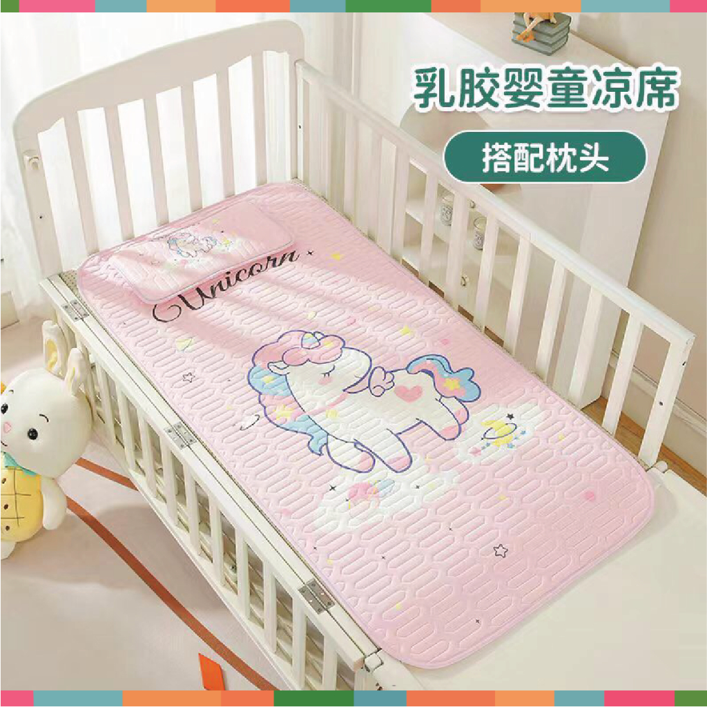 Chiếu Điều Hòa Cao Su Non + Gối Đi Kèm In Hình 5D Cho Bé (120 cm x 60 cm) Đậu Đậu Store