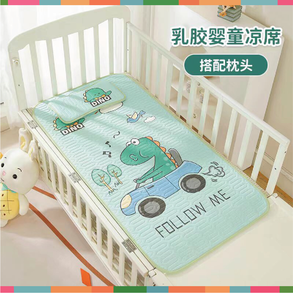 Chiếu Điều Hòa Cao Su Non + Gối Đi Kèm In Hình 5D Cho Bé (120 cm x 60 cm) Đậu Đậu Store