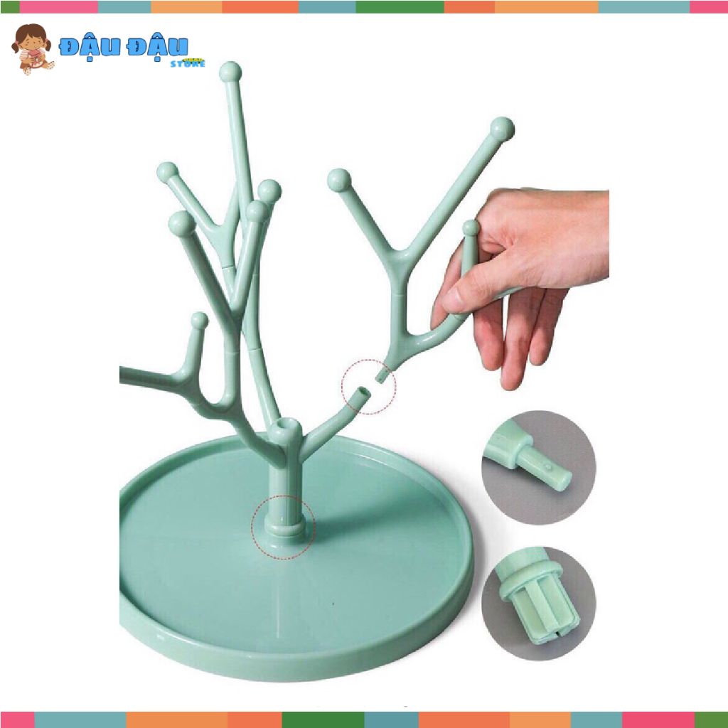 Khay úp bình sữa cốc chén,bát - Giá để núm ty 7 nhánh loại không nắp Cho Mẹ Và Bé Đậu Đậu Store