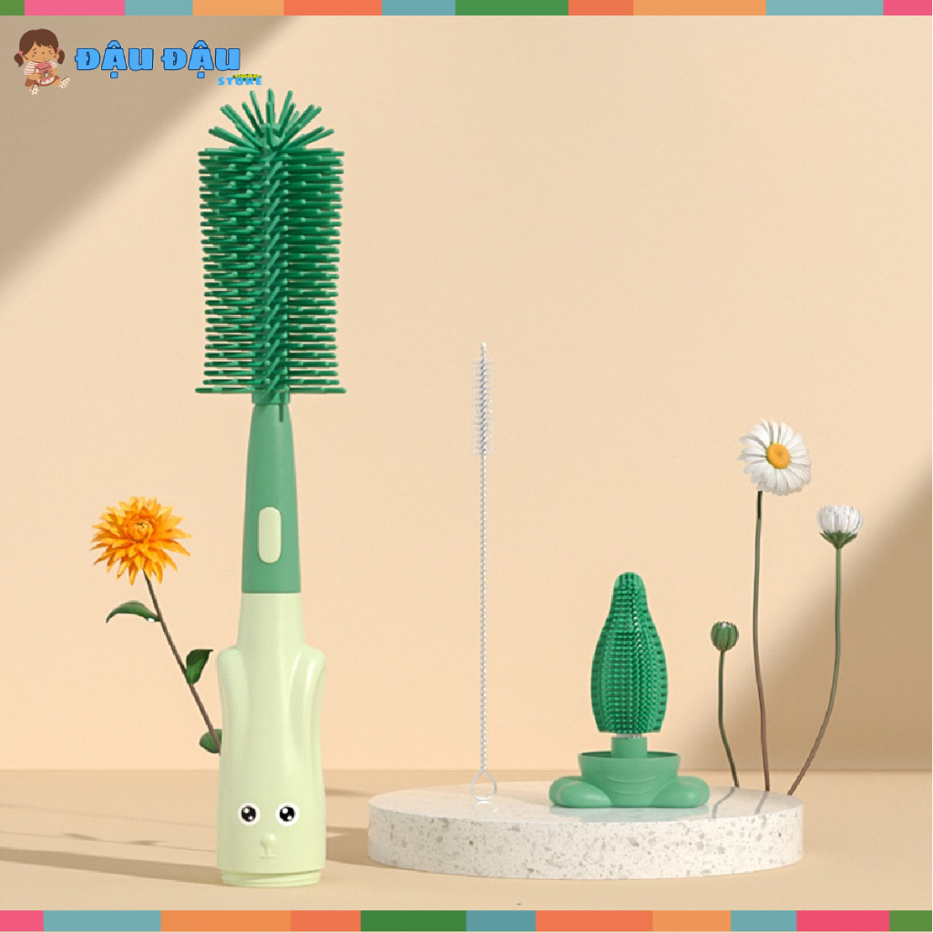 Bộ Cọ Rửa Bình Sữa Em Bé Bằng Silicon Đầu Mềm Xoay 360 Độ - 3 trong 1 Cho Bé và Mẹ Đậu Đậu Store