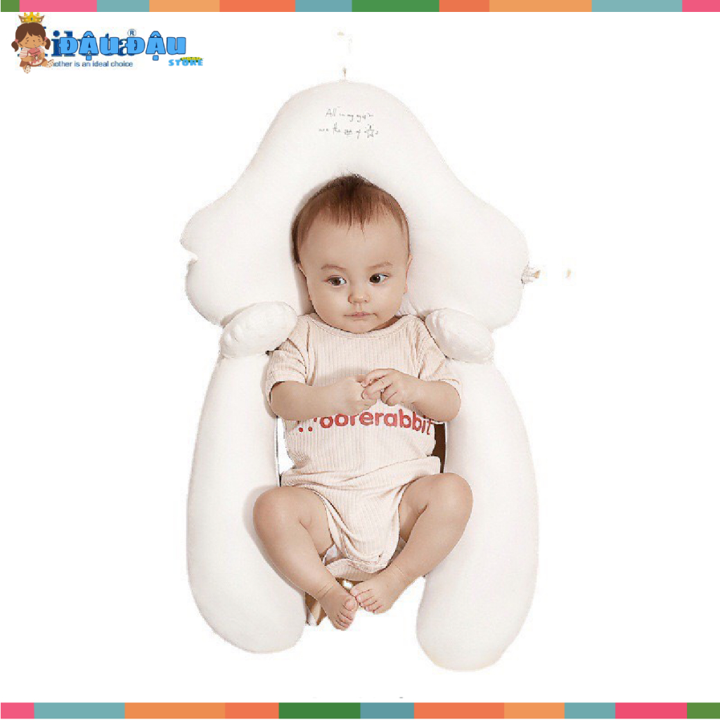 Gối chữ U - U nấm cho bé sơ sinh chống giật mình chống méo đầu, có dây rút điều chỉnh 3 đầu giúp bé sơ sinh ngủ ngon