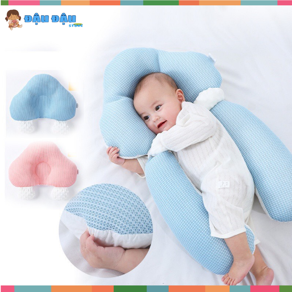 Gối chữ U - U nấm cho bé sơ sinh chống giật mình chống méo đầu, có dây rút điều chỉnh 3 đầu giúp bé sơ sinh ngủ ngon