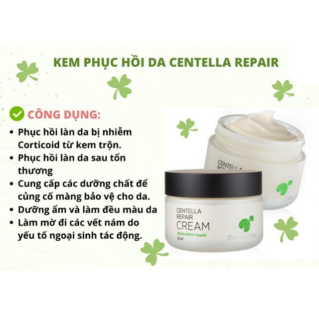 CÔNG TY – Bộ Kem Rau Má GoodnDoc Centella Repair Cream+Serum Dưỡng Ẩm Phục Hồi Giảm Thâm Nám Trắng Sáng Da Chống Lão Hóa