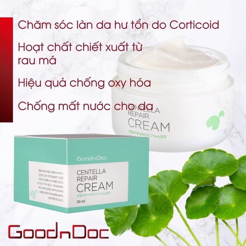 CÔNG TY – Bộ Kem Rau Má GoodnDoc Centella Repair Cream+Serum Dưỡng Ẩm Phục Hồi Giảm Thâm Nám Trắng Sáng Da Chống Lão Hóa