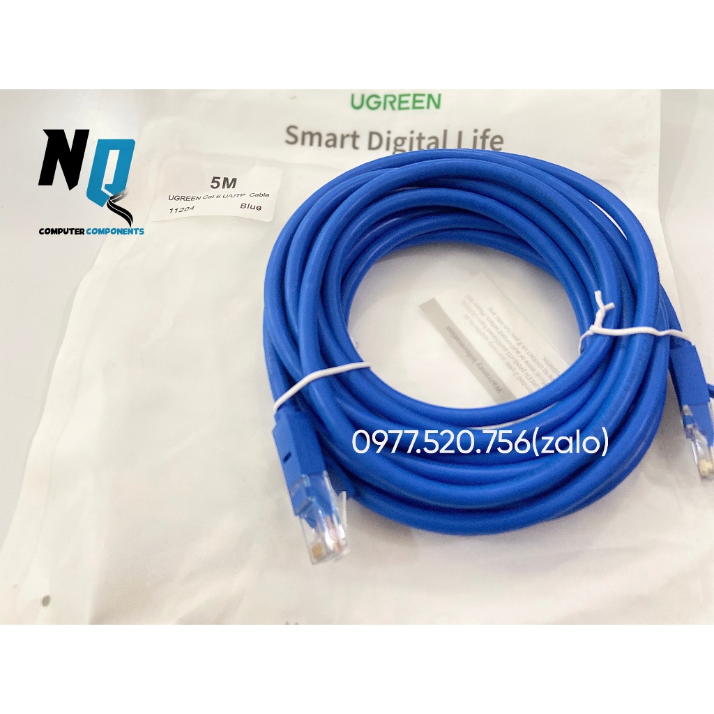 Product image Dây cáp mạng LAN bấm sẵn 2 đầu Cat6 UTP Patch Cords Ugreen NW102 2M -> 10M (xanh da trời) 5M Ugreen 11204