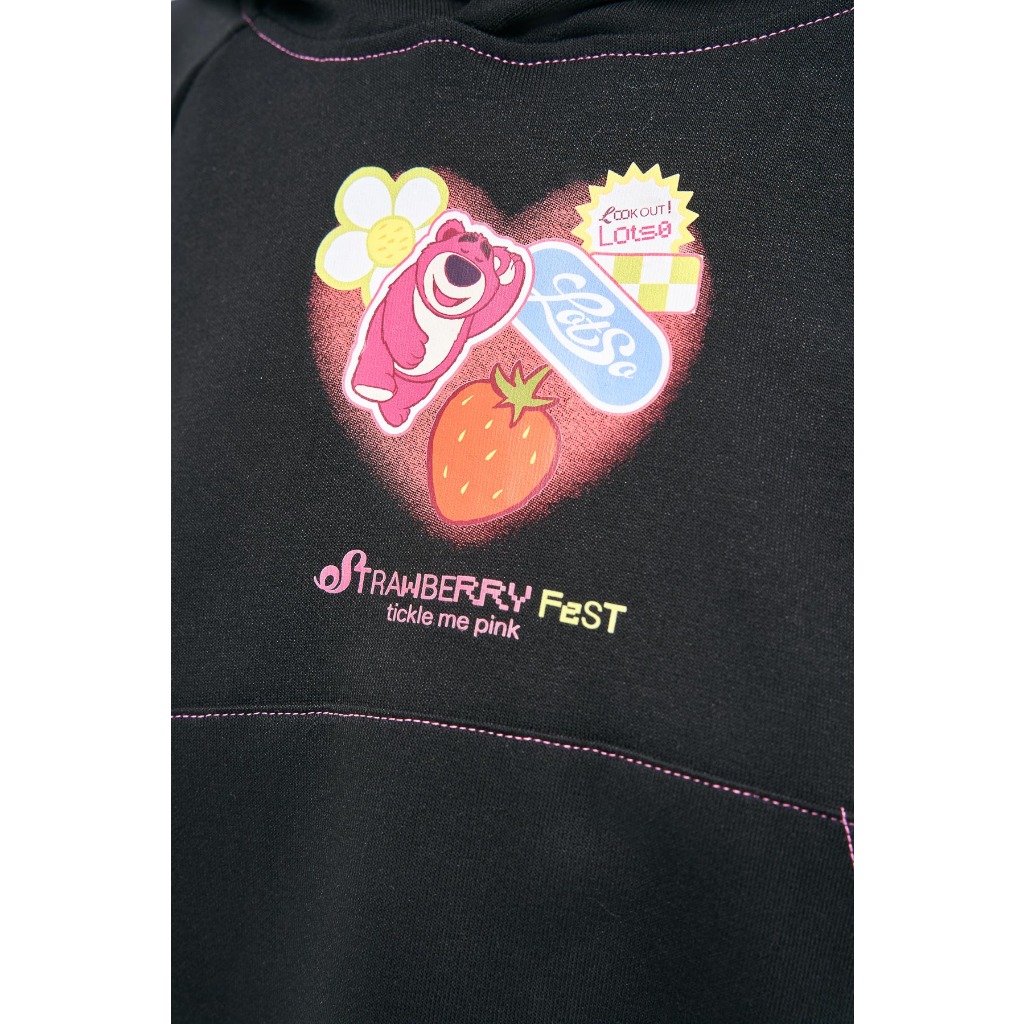 Áo Nỉ Mũ BOO Crop Trái Tim In Hình Gấu Lotso Trái tim
