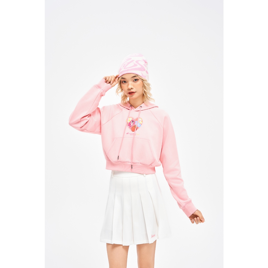 Áo Nỉ Mũ BOO Crop Trái Tim In Hình Gấu Lotso Trái tim