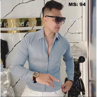 Áo sơ mi nam tay dài, chất liệu lụa trơn chống nhăn thấm hút mồ hôi