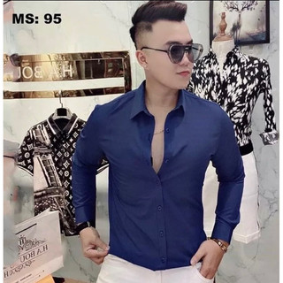 Áo sơ mi nam tay dài, chất liệu lụa trơn chống nhăn thấm hút mồ hôi