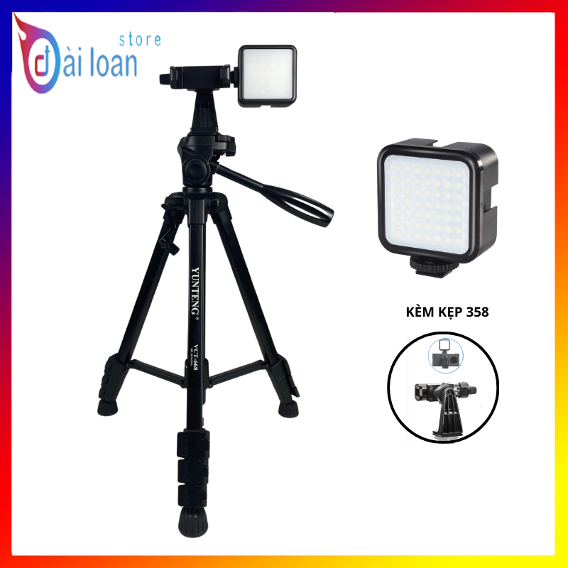 Combo Tripod Yunteng VCT 668 + Đèn RGB Nhiều Màu - Hỗ Trợ Quay Video, Chụp Ảnh & Livestream Chuyên Nghiệp
