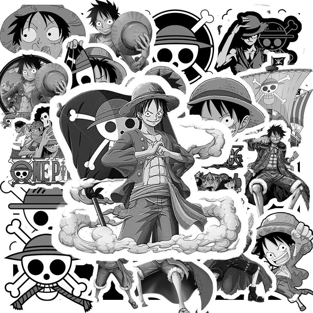 Set 50 Sticker Hình ONE PIECE TRẮNG ĐEN – Decal Trang Trí Xe ...