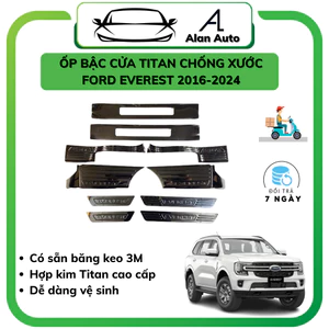 Ốp bậc cửa xe Ford Everest 2016-2023, Nẹp bước chân Everest ,Chất liệu hợp kim Titan cao cấp