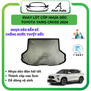 Lót cốp nhựa xe Toyota Yaris Cross 2024-2026, Bản Xăng, Khay lót côp nhựa chống nước, nhựa dẻo TPO bền bỉ