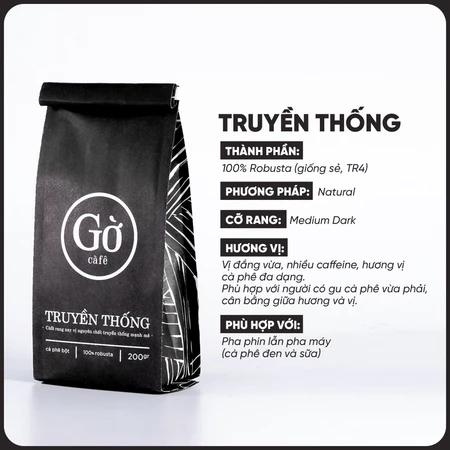 Gờ cafe gu TRUYỀN THỐNG (đắng vừa)- 100% ROBUSTA RANG VỪA, cà phê mộc, rang xay nguyên chất