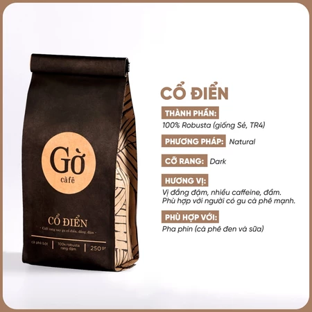 Gờ cafe gu CỔ ĐIỂN (đắng mạnh) 100% ROBUSTA RANG ĐẬM, cà phê mộc, rang xay nguyên chất