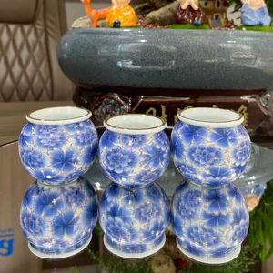 Cóng sứ chào mào hàng Bát Tràng mẫu bách hoa xanh gắn sẵn tai nan thưa , tai nan xít