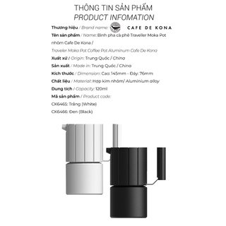 [VOLCANO] Bình pha cà phê Traveller Moka Pot nhôm CAFE DE KONA