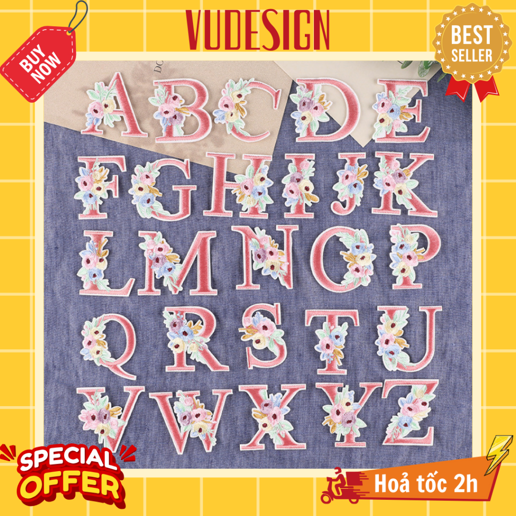 Sticker Vải, Sticker Ủi Thêu Quần Áo, Balo, Túi, Mũ Chữ Cái Alphabet ...
