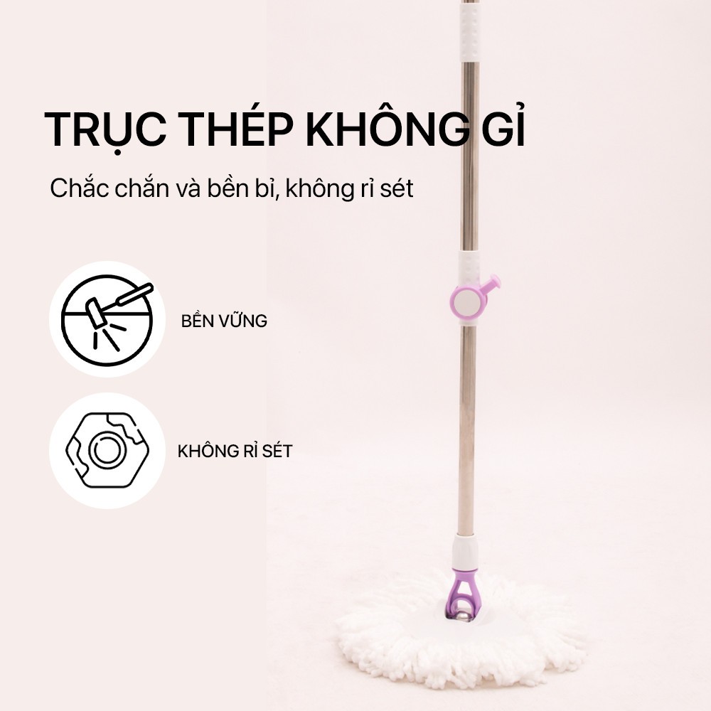 Cây Lau Nhà Đơn MyJae Sợi Microfiber Xoay 360 Độ Phù Hợp Cho Nhiều Loại Thùng Lau Dài 134