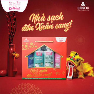[ Quà tặng ] Hộp quà tặng Zafami tẩy rửa thảo mộc Nhà Sạch Đón Xuân Sang (Không bao gồm 4 chai tẩy rửa)