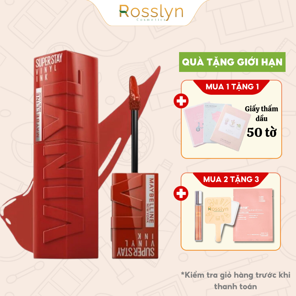 Son Bóng Maybelline New York Superstay Vinyl Ink 4.2ml Bền Màu Nhẹ Môi – Rosslyn Beauty