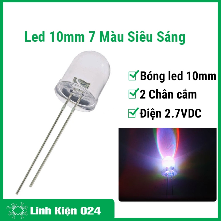 Led 10mm 7 màu 2 chân siêu sáng đầy màu sắc | Shopee Việt Nam