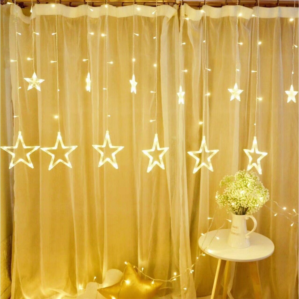 Đèn nháy Led mành hình sao 12 sợi trang trí nhiều màu