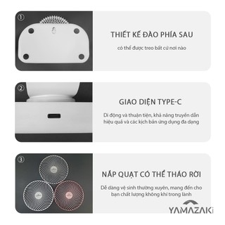 Quạt Mini Để Bàn Siêu Mát YAMAZAKI 2800mAh Cho Học Sinh Sinh Viên Sử Dụng Lên Đến 8 Tiếng Có Thể Sạc 4 Tốc Độ Gió