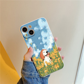 Ốp lưng iphone BVC chú cún trên cánh đồng hoa Cho Iphone 15 13 14 12 11 Pro  MAX X XR  XS MAX 7 8P 6S e1739