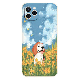 Ốp lưng iphone BVC chú cún trên cánh đồng hoa Cho Iphone 15 13 14 12 11 Pro  MAX X XR  XS MAX 7 8P 6S e1739
