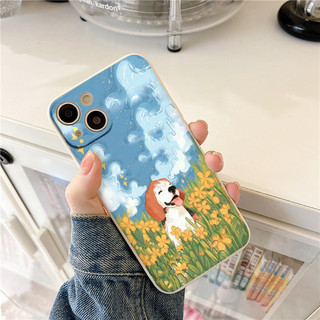 Ốp lưng iphone BVC chú cún trên cánh đồng hoa Cho Iphone 15 13 14 12 11 Pro  MAX X XR  XS MAX 7 8P 6S e1739