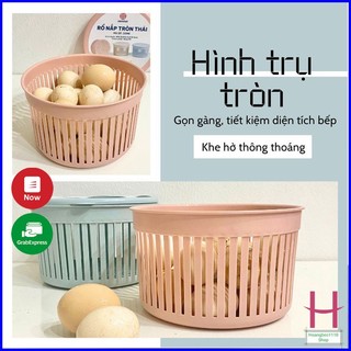 Rổ nắp tròn Thái nhựa Việt Nhật 3396,rổ đựng trứng,hành tỏi có nắp đậy tiện lợi { H }