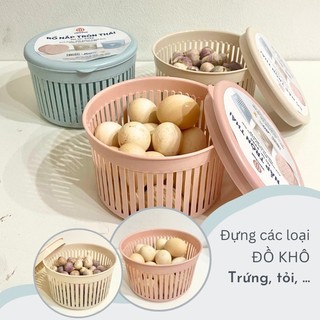 Rổ nắp tròn Thái nhựa Việt Nhật 3396,rổ đựng trứng,hành tỏi có nắp đậy tiện lợi { H }