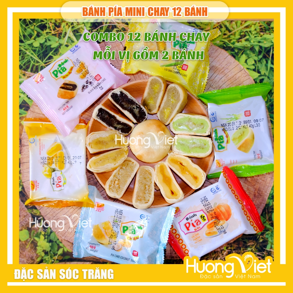 Combo bánh pía chay mini 12 bánh, bánh pía Sóc Trăng Tân Huê Viên gồm 6 ...