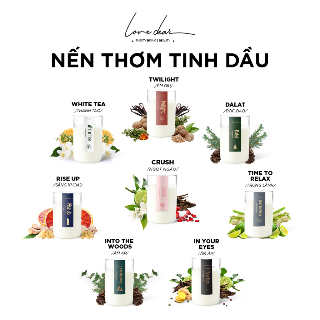 Nến Thơm Phòng Tinh Dầu LoveDear Cao Cấp - Thư Giãn & Decor Ấn Tượng
