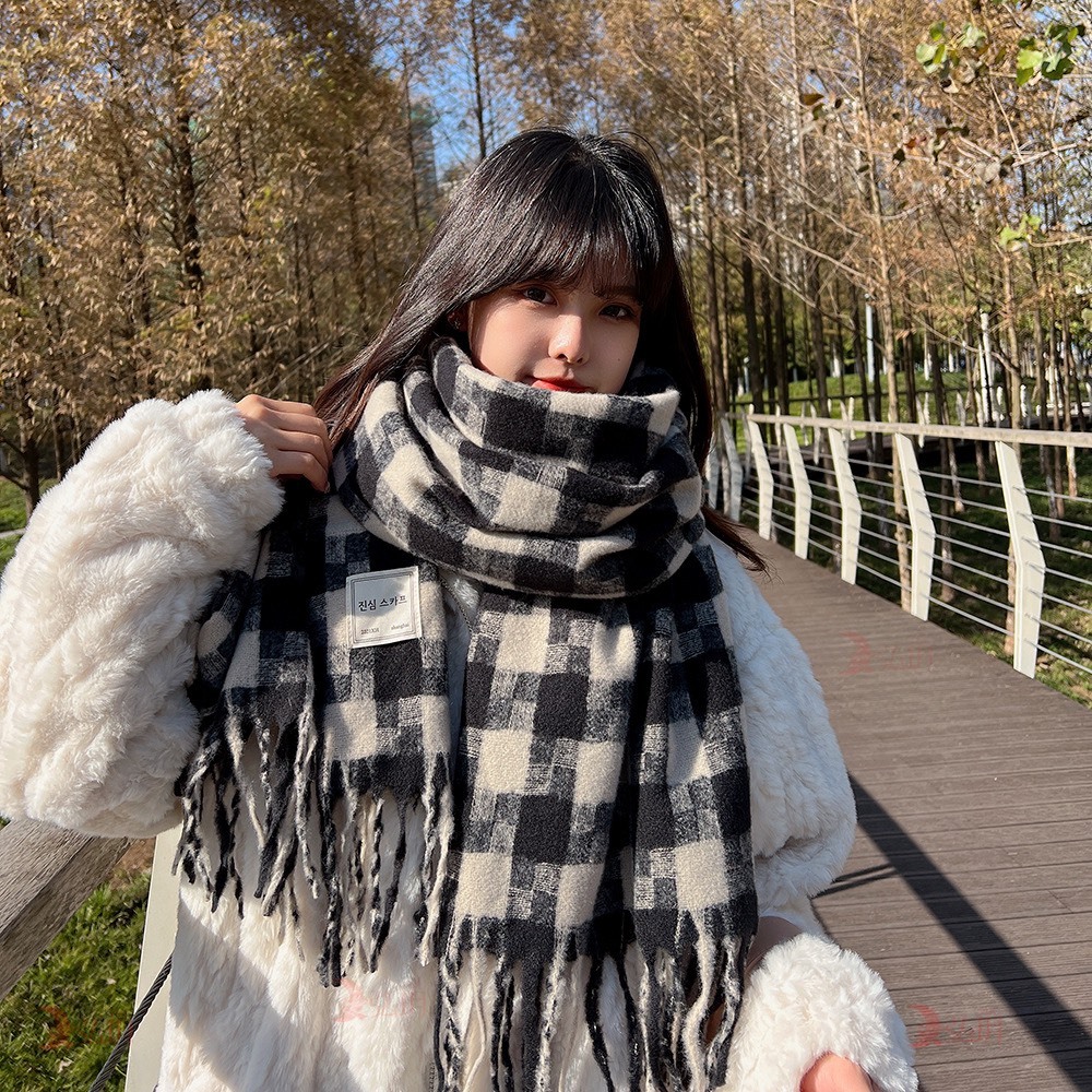 Khăn len quàng cổ nam nữ khăn kẻ caro noel hàn quốc vintage khăn choàng len nam nữ vintage khăn len quàng cổ nam nữ