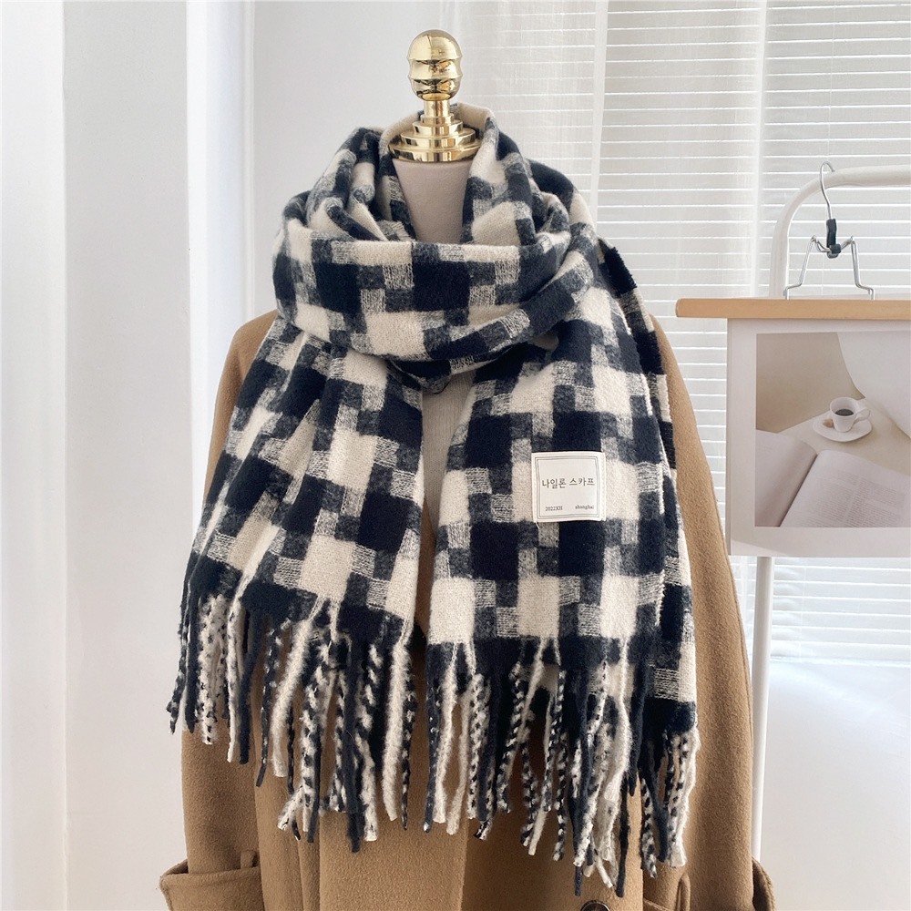 Khăn len quàng cổ nam nữ khăn kẻ caro noel hàn quốc vintage khăn choàng len nam nữ vintage khăn len quàng cổ nam nữ