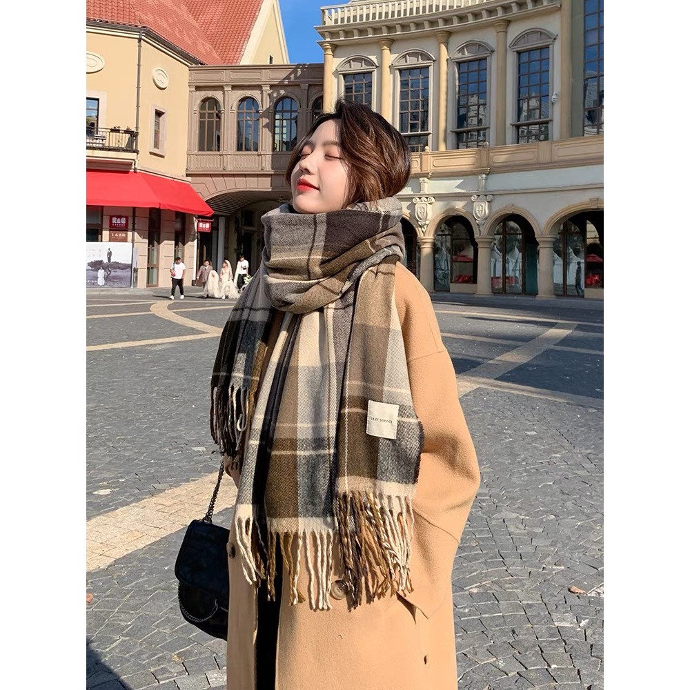 Khăn len choàng cổ nam nữ vintage khăn len quàng cổ nam nữ mềm mịn dày cực ấm đính kèm quả dứa Horizon