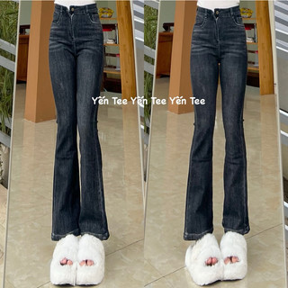 Quần jeans ống loe nữ màu khói mới Yến Tee Shop, ống loe nhẹ phong cách Hàn Quốc dễ phối đồ #10070